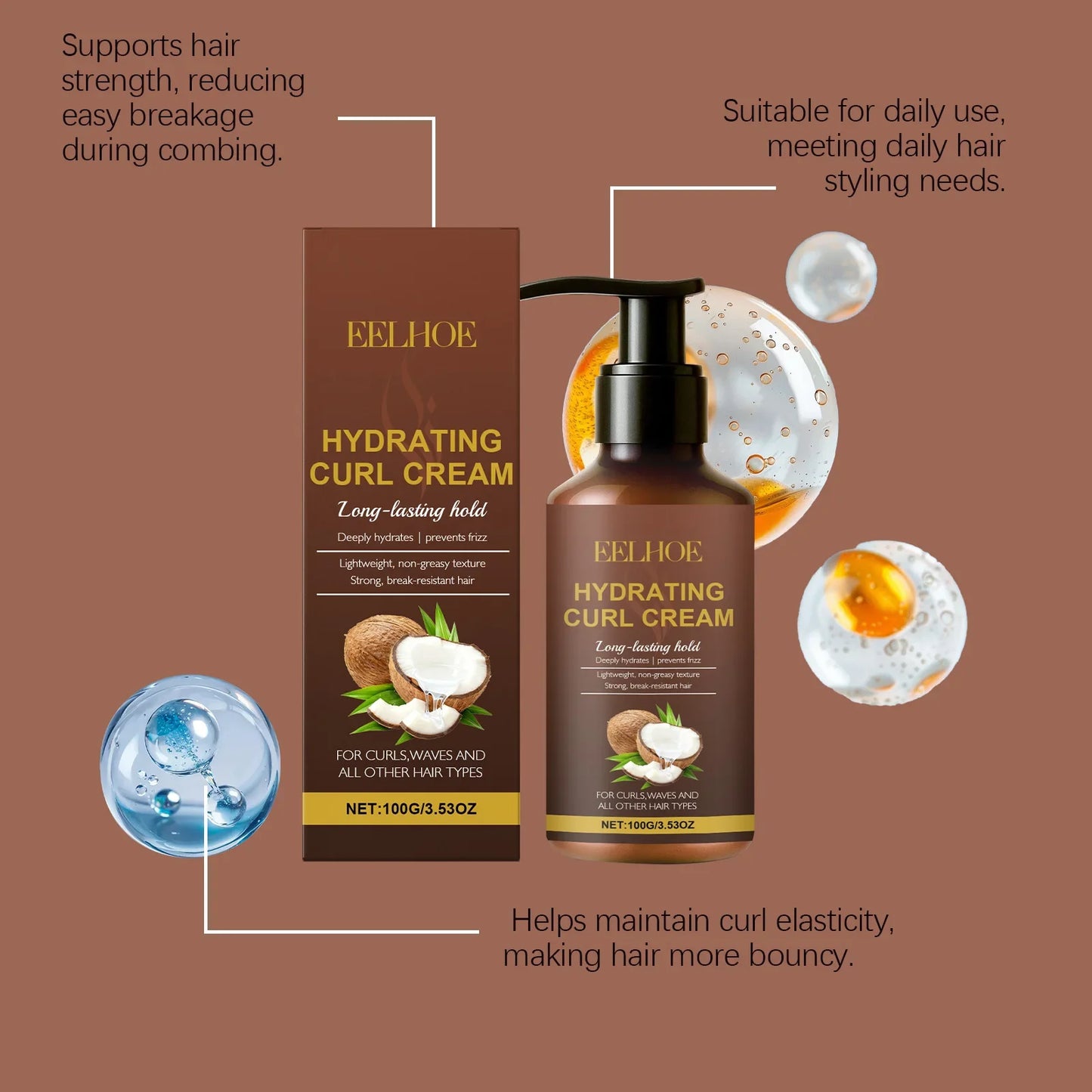 EELHOE Curl Styling Cream – Anti-Frizz & Moisturizing 100g