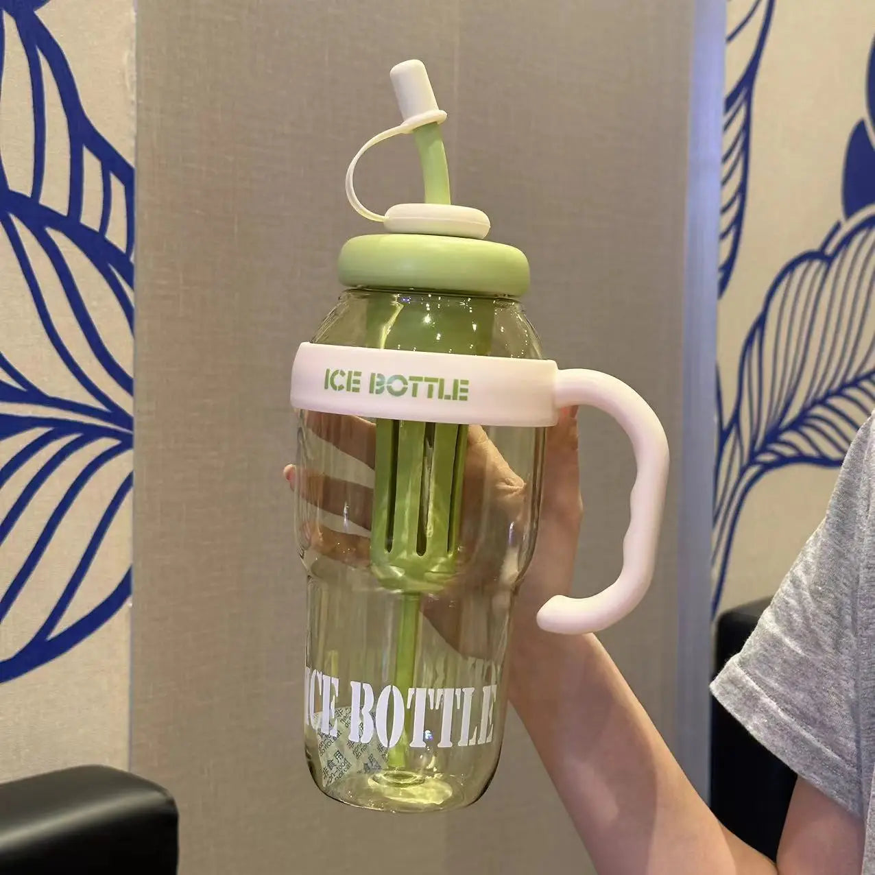 Personalized Cups With Straws High Capacity Thermos Mug Custom Drinkware For Milk Tea Beer Cute Summer Gifts Kitchen Home Use Peaceful Pleasures Health and Wellness 1300ml green