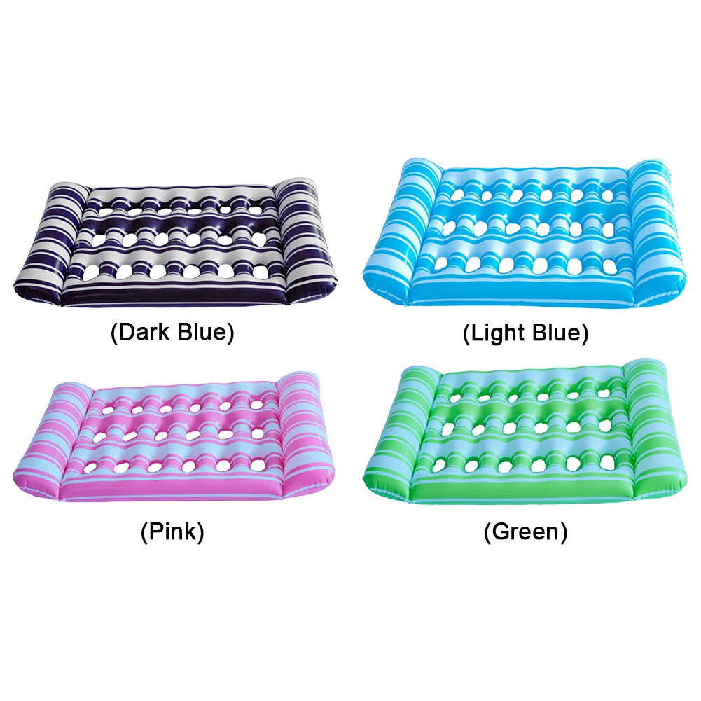 Inflatable Pool Floating Lounger – Foldable PVC Air Mattress Peaceful Pleasures Health and Wellness