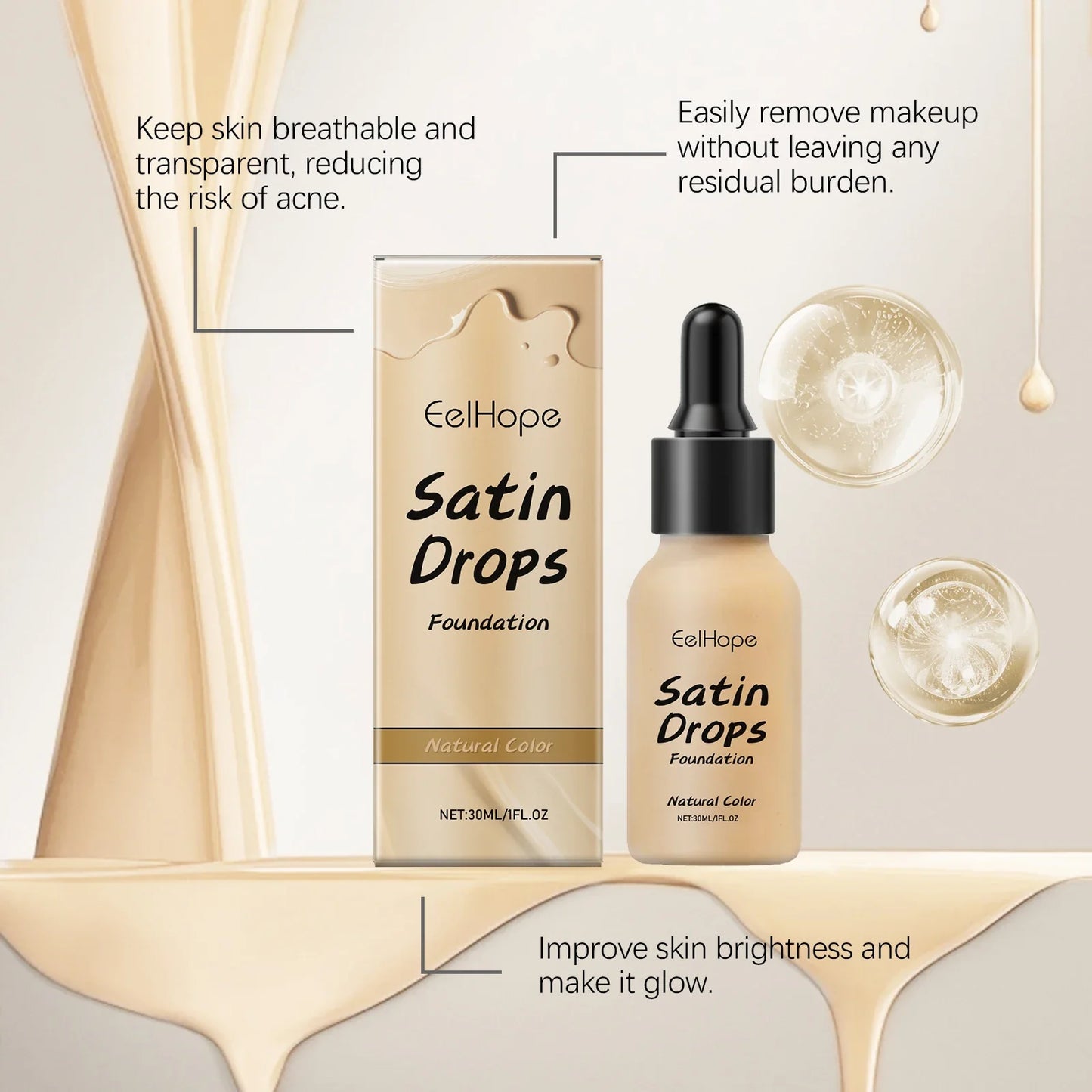 EELHOPE Satin Drops Foundation – Hydrating Longwear Waterproof