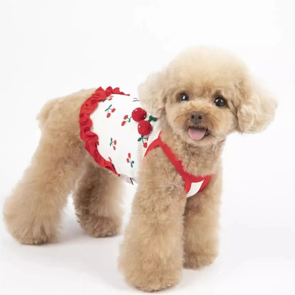 Cute Cherry Pet Vest | Breathable Summer Dog & Cat Clothes