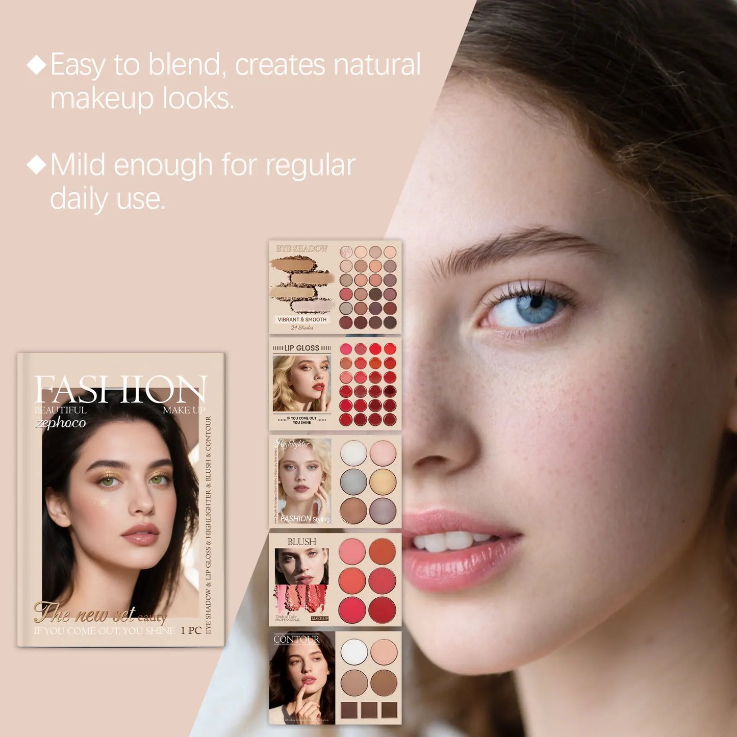 All-in-One Makeup Set – Eyeshadow, Lip Gloss, Blush & Contour