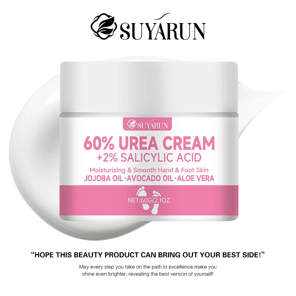 SUYARUN 60% Urea Foot Cream for Cracked Heels & Dry Skin - Intensive Moisturizing Treatment, Callus Remover, Diabetic Foot Care. Peaceful Pleasures Health and Wellness