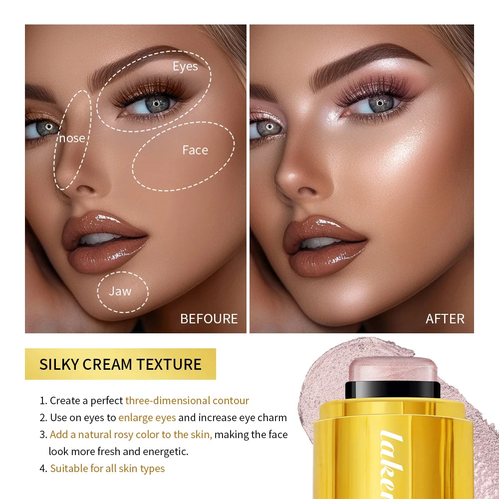 4Colors Highlighter Stick Brightening Skin Tone Contouring Natural Stereo Concealer Blush Multi-Purpose Stick Peaceful Pleasures Health and Wellness