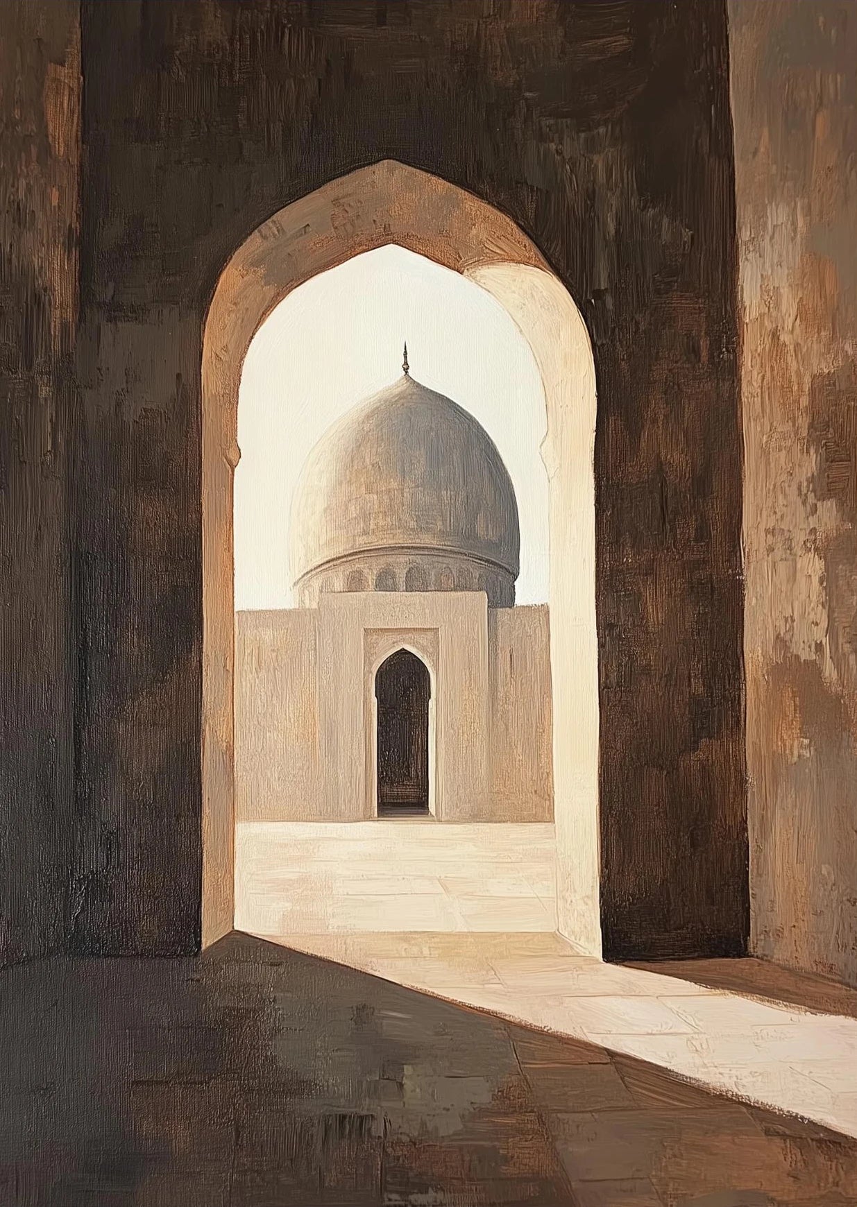 Islamic Mosque Archway Canvas Poster | Minimalist Beige Wall Art Canvas Wall Art Peaceful Pleasures Health and Wellness