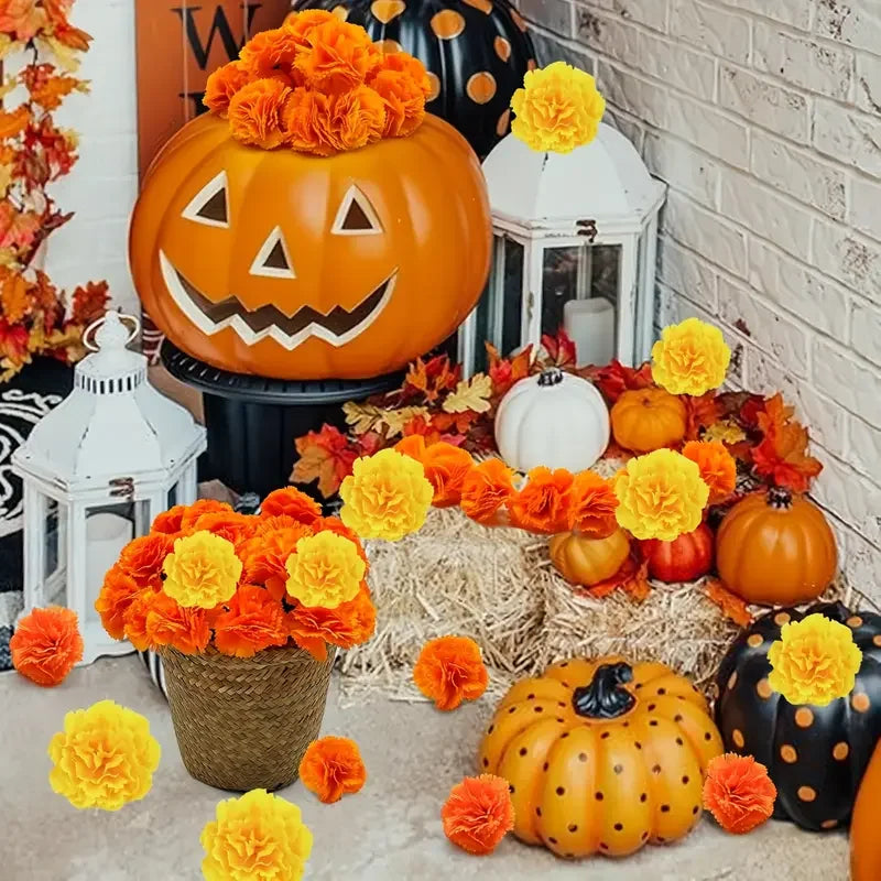 Artificial Carnation & Marigold Flower Heads – Diwali & Wedding