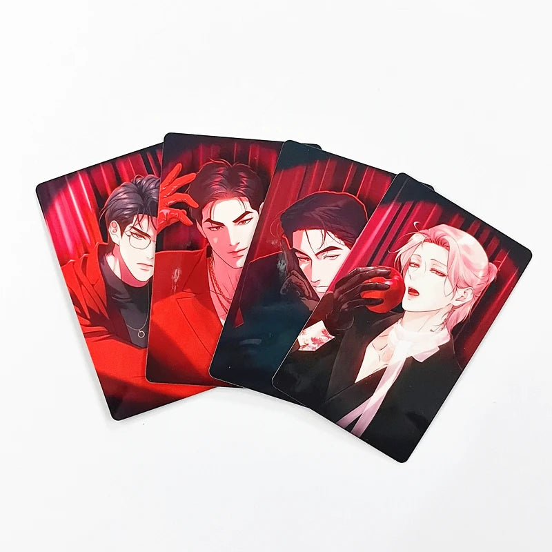Korean Webtoon Feel Red Photo Cards Manga Character Double-sided Lomo