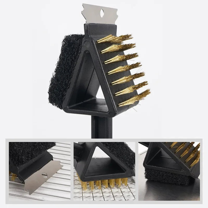 3-in-1 BBQ Grill Cleaning Brush | 14.5" Copper Wire Scrubber BBQ Grill Brush Peaceful Pleasures Health and Wellness