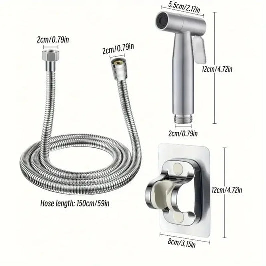 3-Piece Stainless Steel Handheld Bidet Sprayer Set Handheld Bidet Sprayer Peaceful Pleasures Health and Wellness Y3PCS