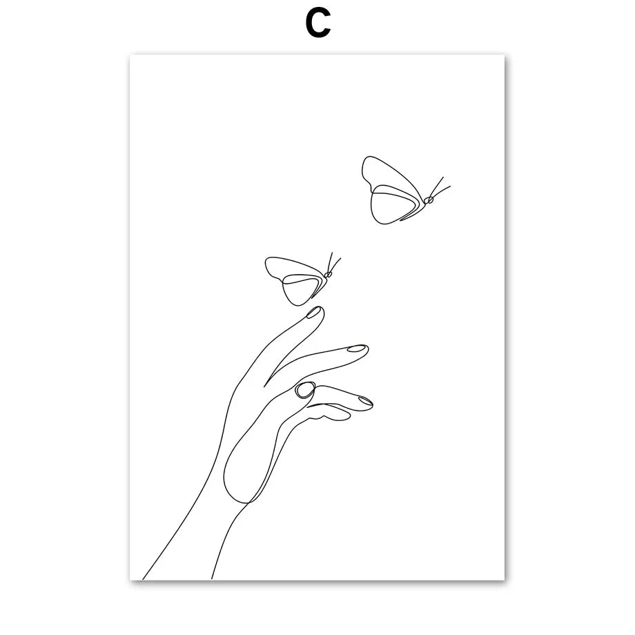 Abstract Woman Face Line Art Canvas Print | Nordic Minimalist