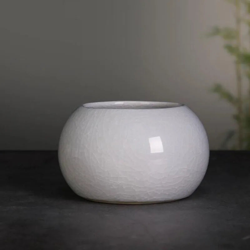 Chinese Ceramic Bonsai Vase | Glazed Porcelain Flower Pot 10×6cm