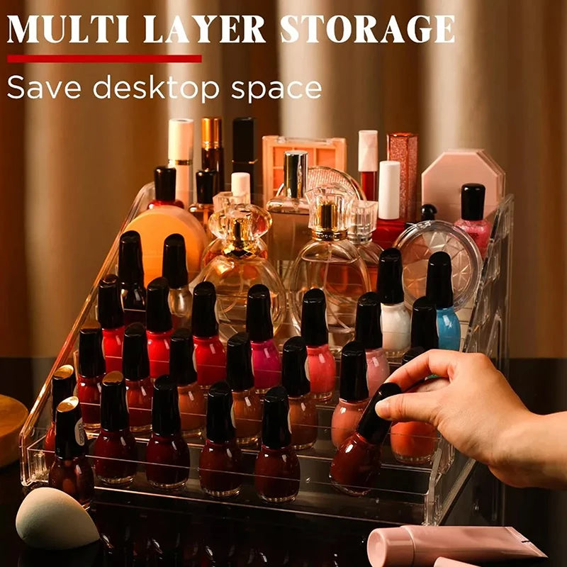 Multi-layered 3/4/5/6/7 Acrylic Cosmetics Display Rack for Nail Polish and Lipstick Peaceful Pleasures Health and Wellness