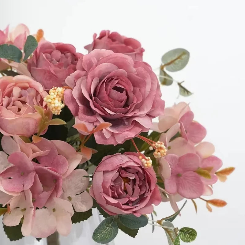 Retro Hydrangea Core Fake Peony Bouquet Simulation Wholesale Wedding Staircase Decorative Artificial Flowers Silk Flowers Peaceful Pleasures Health and Wellness