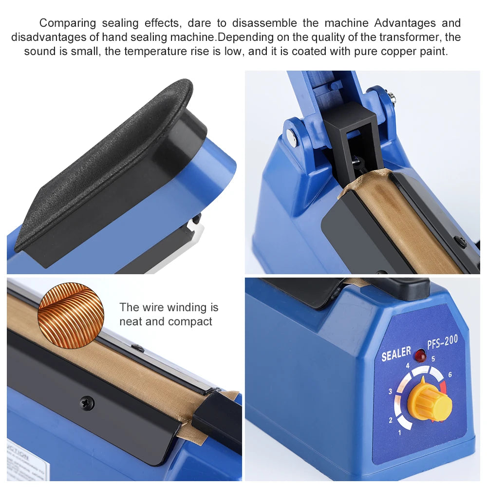 Impulse Sealer Machine Kitchen Food Plastic Manual Sealing 200mm Length Food Vacuum Storage Household 220V Heat Plastic Bag Seal Peaceful Pleasures Health and Wellness
