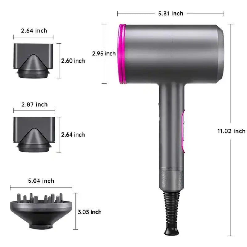 Professional Hair Dryer Strong Wind Hot Air Cold Air Ion Salon HairDryer 1800w Brush Negative Ion Blow Dryer with Diffuser Peaceful Pleasures Health and Wellness