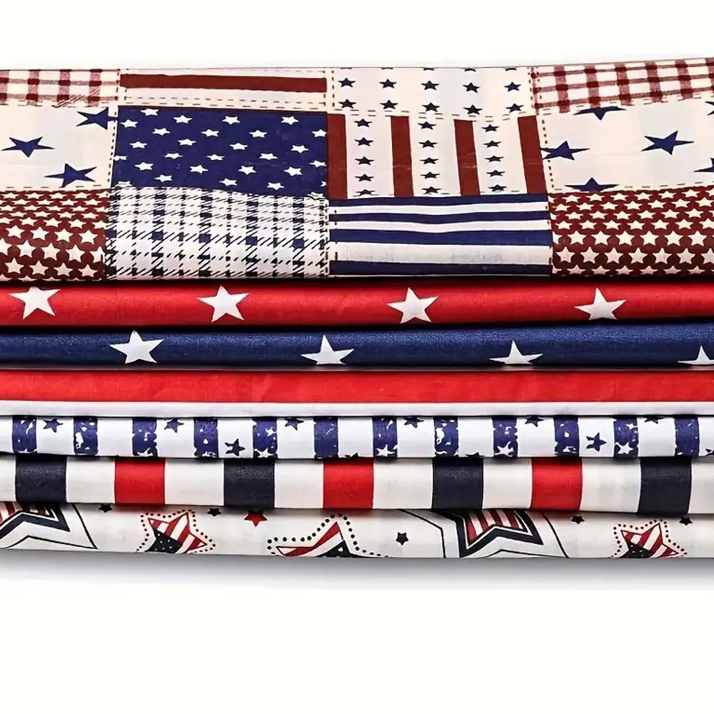 7-Piece Patriotic American Flag Fabric Set – DIY Sewing Crafts
