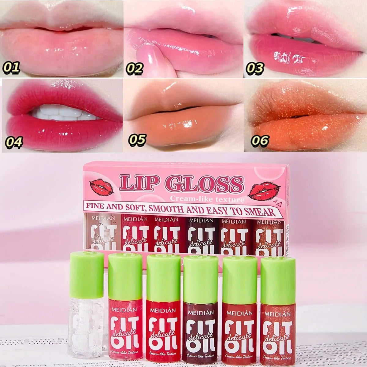 6-Pack Berry Lip Oil Set – Moisturizing, Brightening & Waterproof