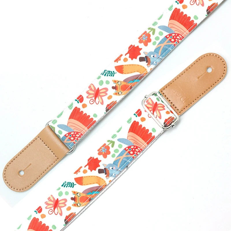 Cute Cartoon Printed Ukulele Strap Adjustable Guitar Belt Shoulder Straps for Ukulele Electric Acoustic Guitar Bass Accessories Peaceful Pleasures Health and Wellness E