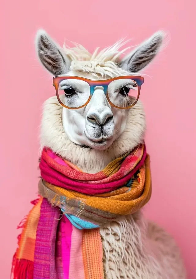 Disco Pink Funny Animal Canvas Wall Art – Kitten Llama Koala