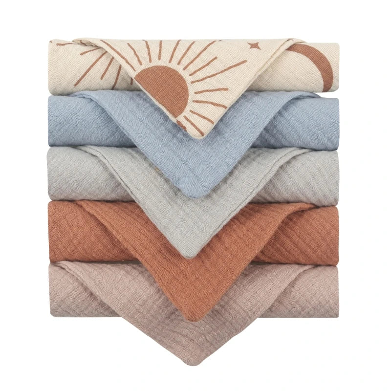 5-Pack Soft Cotton Baby Washcloths | Gauze Face Cloths for Newborns