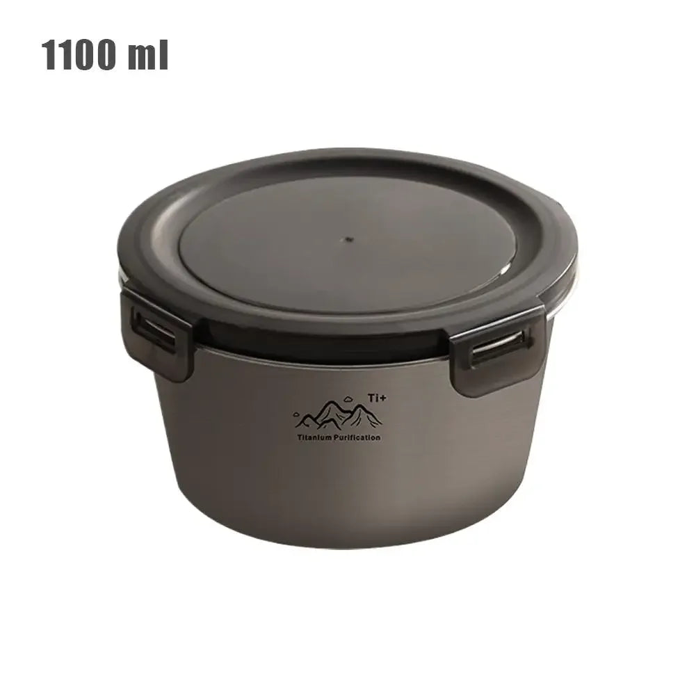 Rust Proof Titanium Ultralight Portable Food Sealing Bowl with Lid Fresh-keeping Portable Purification Dinner Box For Picnic Peaceful Pleasures Health and Wellness 1100ml