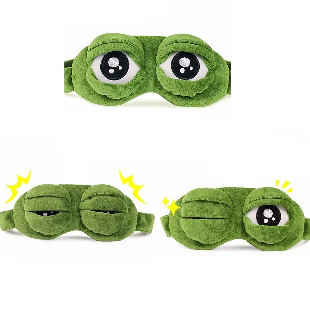 3D Cartoon Frog Sleep Mask – Soft Cotton Blindfold for Travel