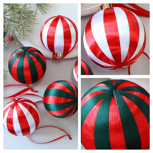 Christmas Tree Ornaments DIY Wrapping Ball Decoration Red Green White Peaceful Pleasures Health and Wellness