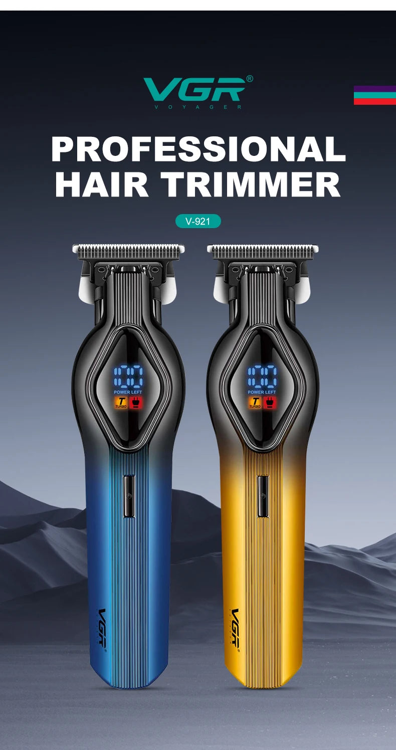 VGR 921 cross-border new electric hair clipper LCD digital display hair salon engraving special oil head electric clippers Peaceful Pleasures Health and Wellness