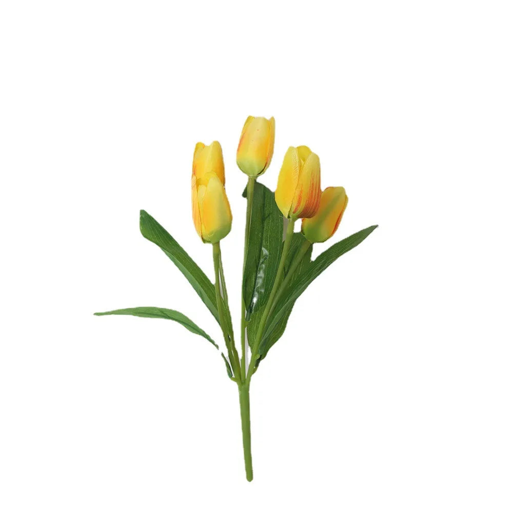 Silk Tulip Bouquet – 5 Artificial Flowers for Wedding & Home