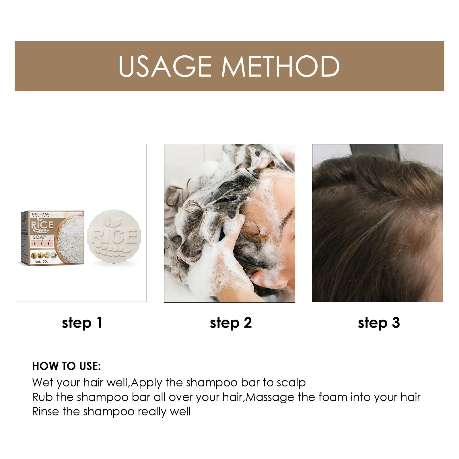 Hair Care Rice Soap Effectively Remove Dandruff Repairing Damaged Scalp Prevent Hair Loss Control Oil Moisturizing Rice Shampoo Peaceful Pleasures Health and Wellness