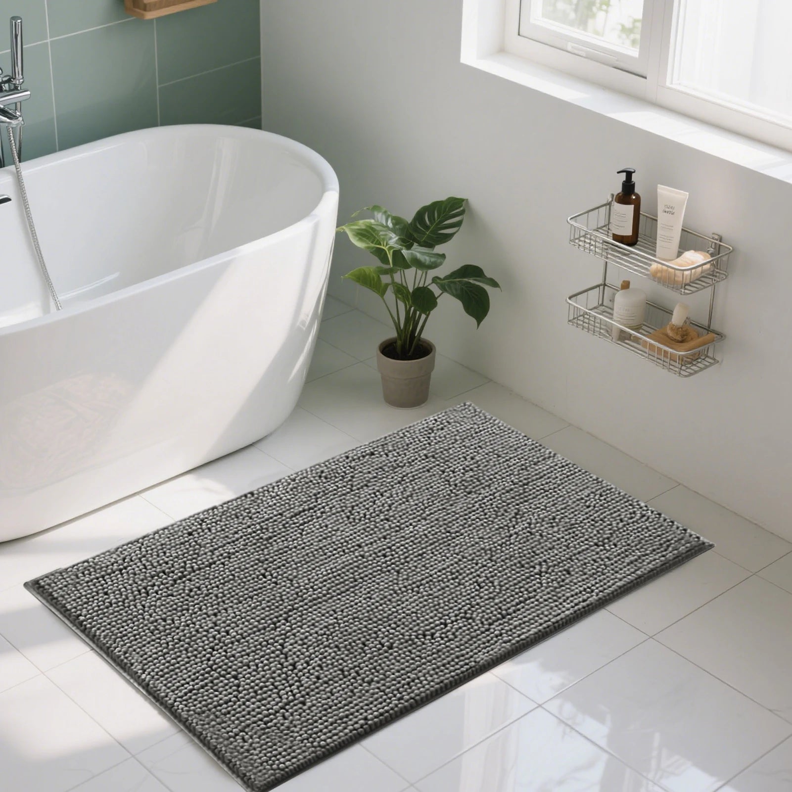 3 PC Set Non Slip Plush Chenille Bath Mat Extra Soft Super Absorbent Fluffy Carpet for Bathroom Machine-Washable Quick Dry Mat Peaceful Pleasures Health and Wellness