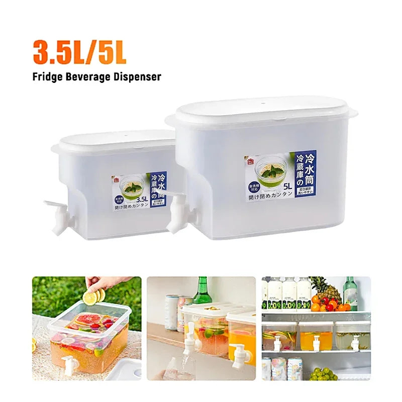 Cold Water Bucket With Faucet Refrigerator Jug Dispenser Water Kettle Summer Fruit Juice Drink Container Fridge Pots Pitcher Peaceful Pleasures Health and Wellness