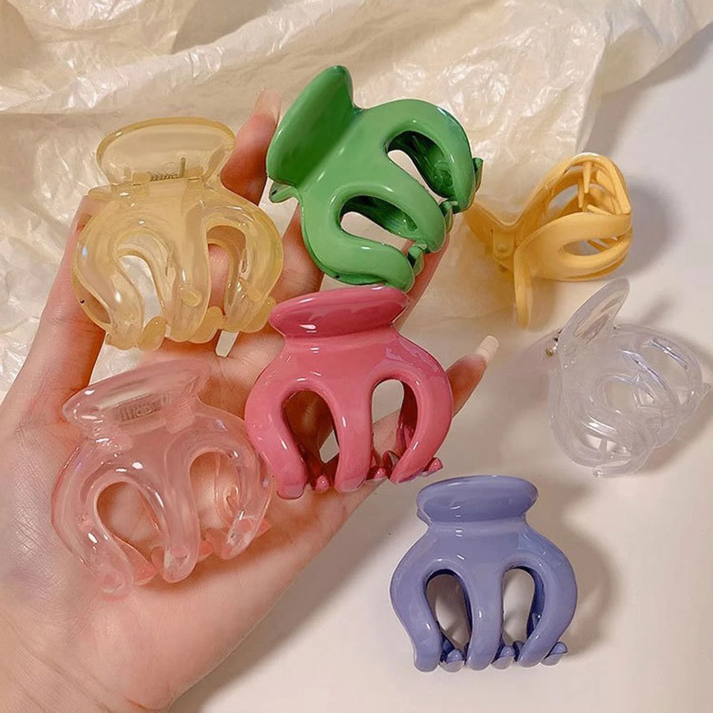 Gentle Pumpkin Claw Hair Jaw Clips Ponytail Holder Glossy Colorful Shark Clip for Women and Girls Daily Use Peaceful Pleasures Health and Wellness