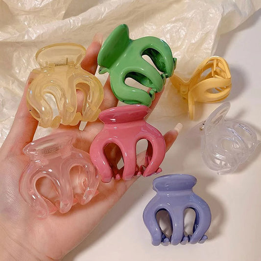 Gentle Pumpkin Claw Hair Jaw Clips Ponytail Holder Glossy Colorful Shark Clip for Women and Girls Daily Use Peaceful Pleasures Health and Wellness