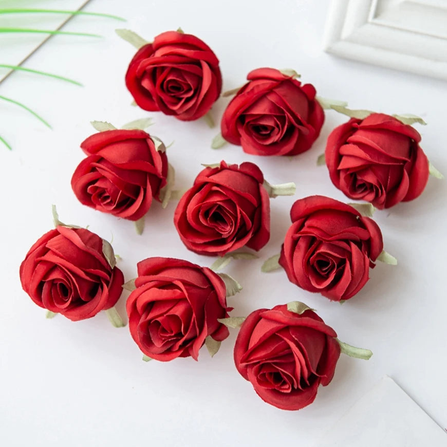 Silk Rose Heads Artificial Flowers 50/100pcs – Wedding & Décor