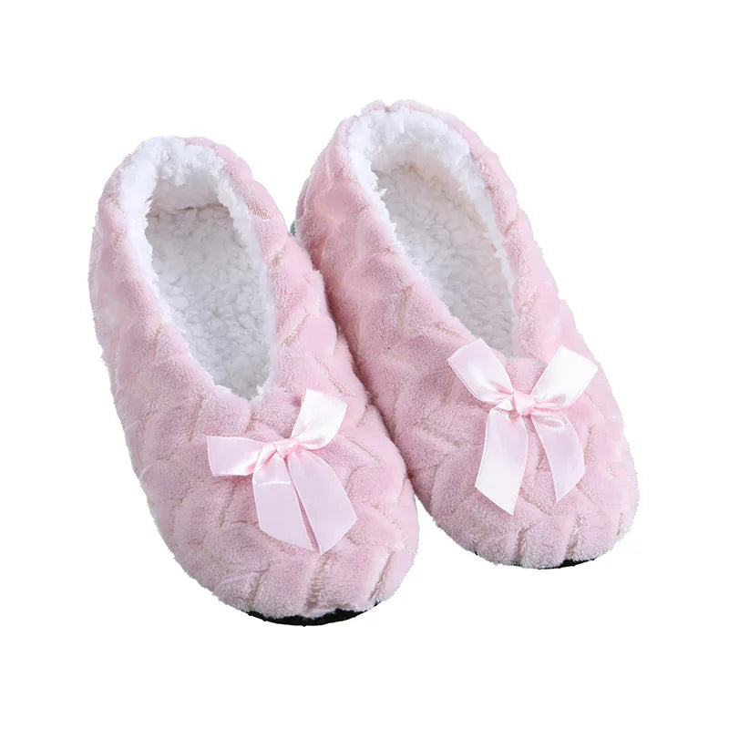 Women's Winter Plush Slippers | Fluffy Bow Non-Slip House Shoes