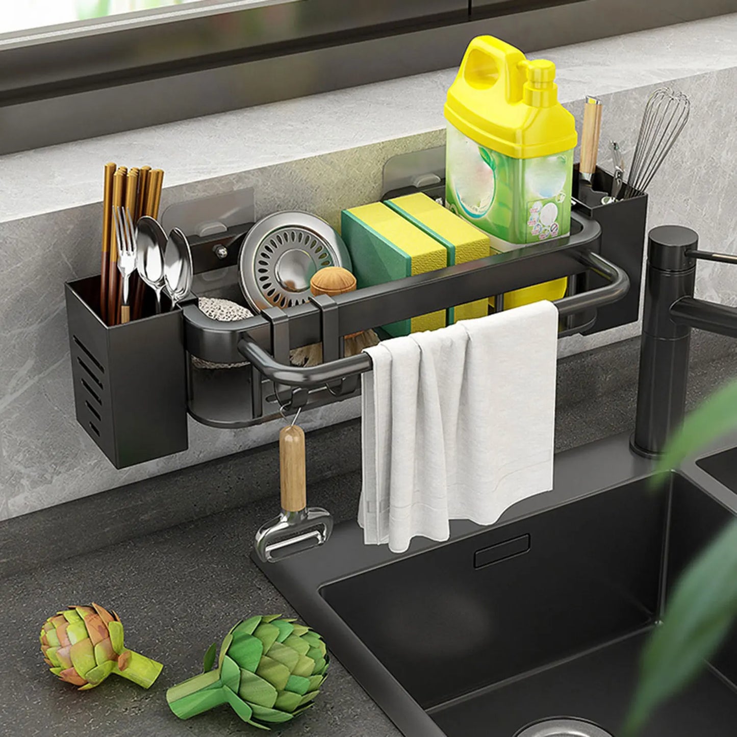 No Drilling Stainless Steel Kitchen Organizer Shelf Wall Mount Countertop Drainer Rack Storage Shelf And Organiser For Kitchen Peaceful Pleasures Health and Wellness