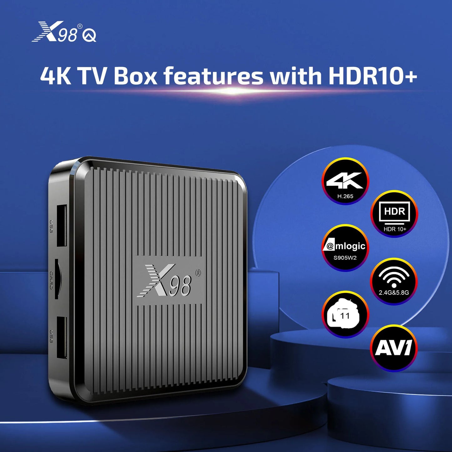 X98Q S905W2 Android11 TV Box 1/2GB RAM 8/16GB ROM Dual Band WiFi HDMI2.1 4K AV1 Decoder Smart Media Player Peaceful Pleasures Health and Wellness