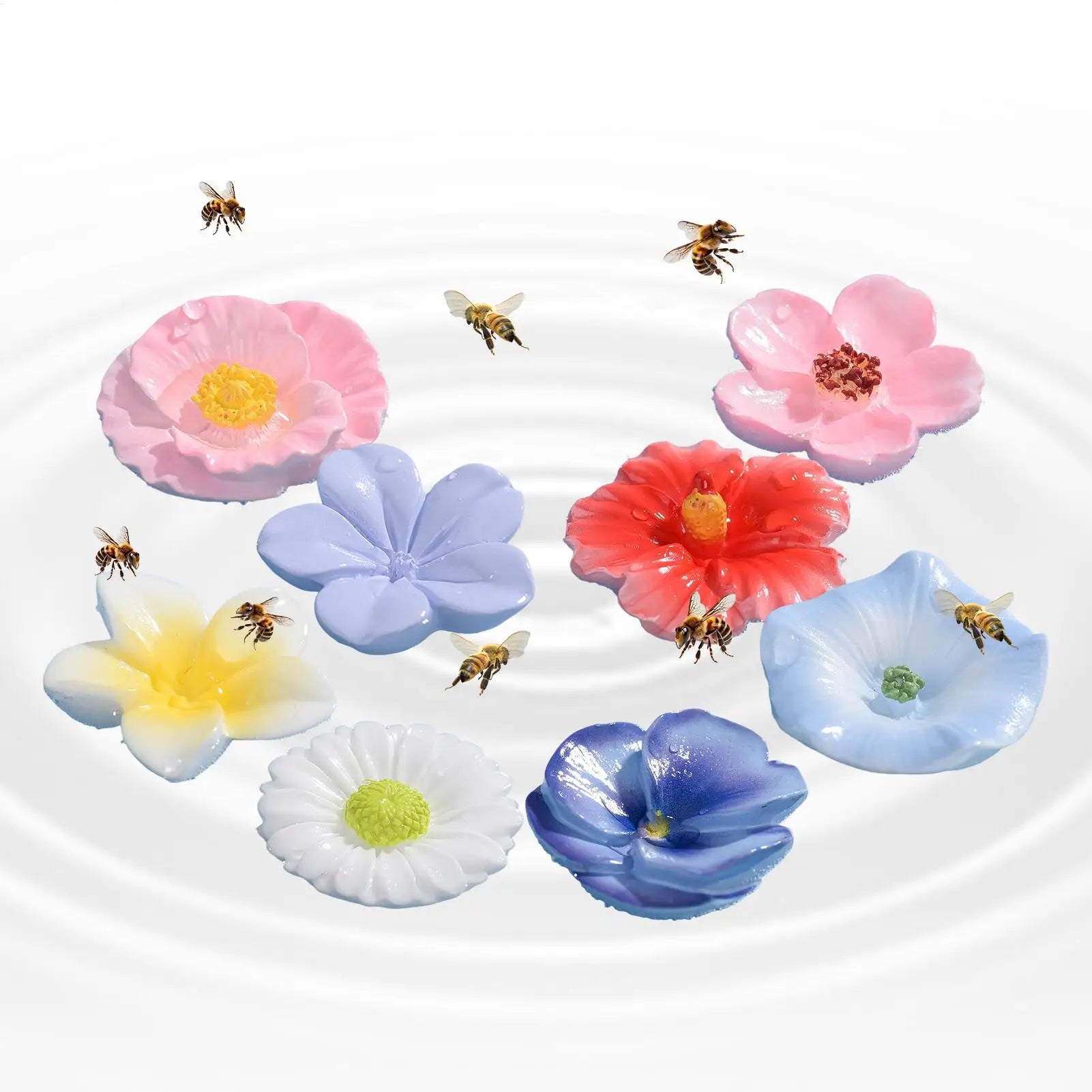 Bee Waterer 8Pcs Aesthetic Weatherproof Flower Bee Watering Station Outdoor Bird Feeder for Backyard Patio Landscape Pond Peaceful Pleasures Health and Wellness