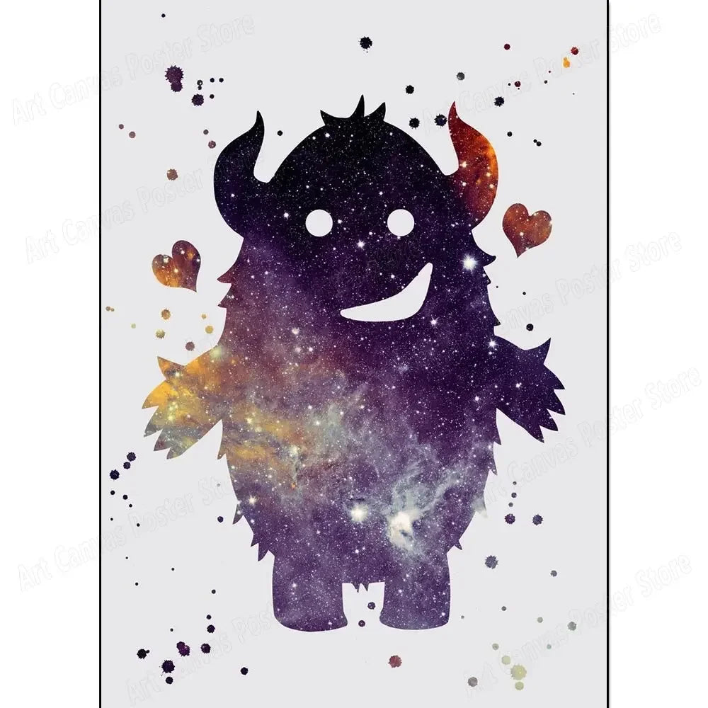 Abstract Animal Canvas Wall Art Print – Bird Elk Mermaid Butterfly
