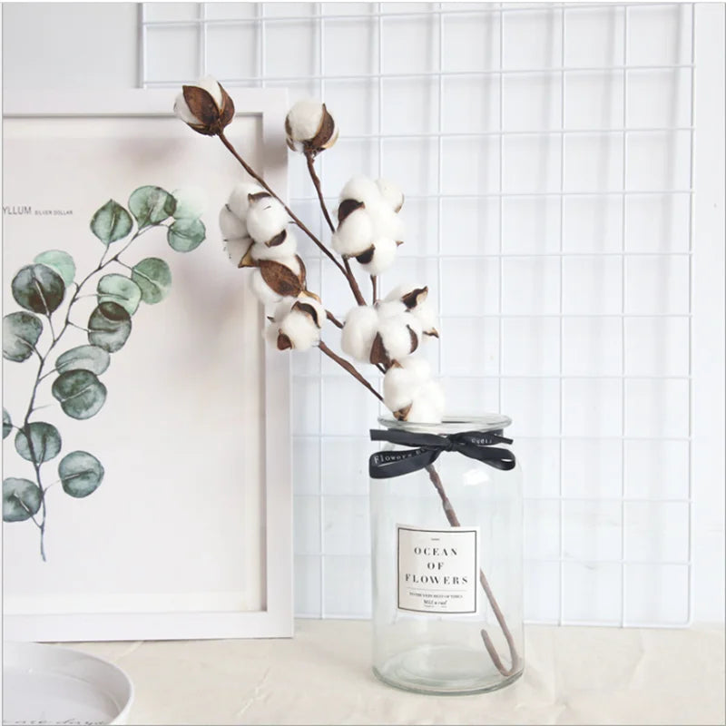 Dried Cotton Floral Branch Stem | Vase Wedding Home Decor