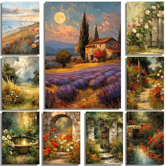Retro Wildflower Farmhouse Canvas Wall Art | Unframed Print Canvas Wall Art Peaceful Pleasures Health and Wellness