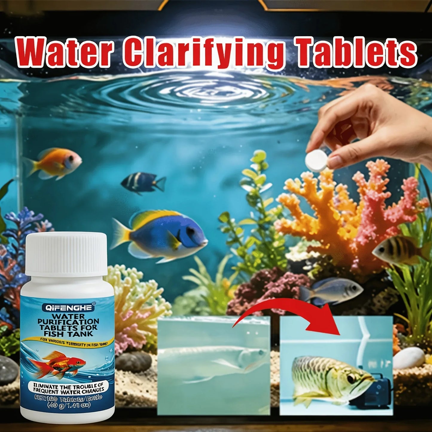 Aquarium Water Clarifier Tablets – Clear Cloudy Fish Tank Fast