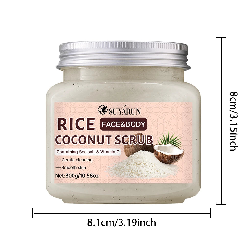 SUYARUN Natural Rice & Coconut Exfoliating Scrub - Gentle Brightening Face/Body Scrub for All Skin Types, Vegan, Sulfate-Free. Peaceful Pleasures Health and Wellness