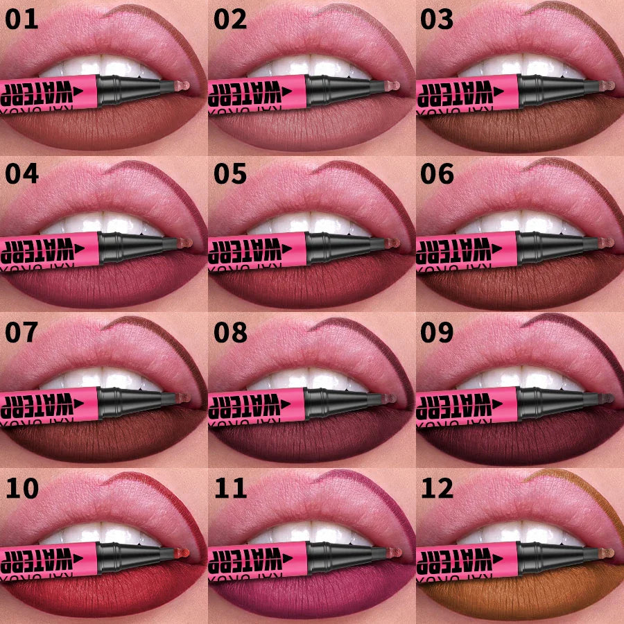 KAFURUX Matte Liquid Lip Liner – 12 Colors, Waterproof