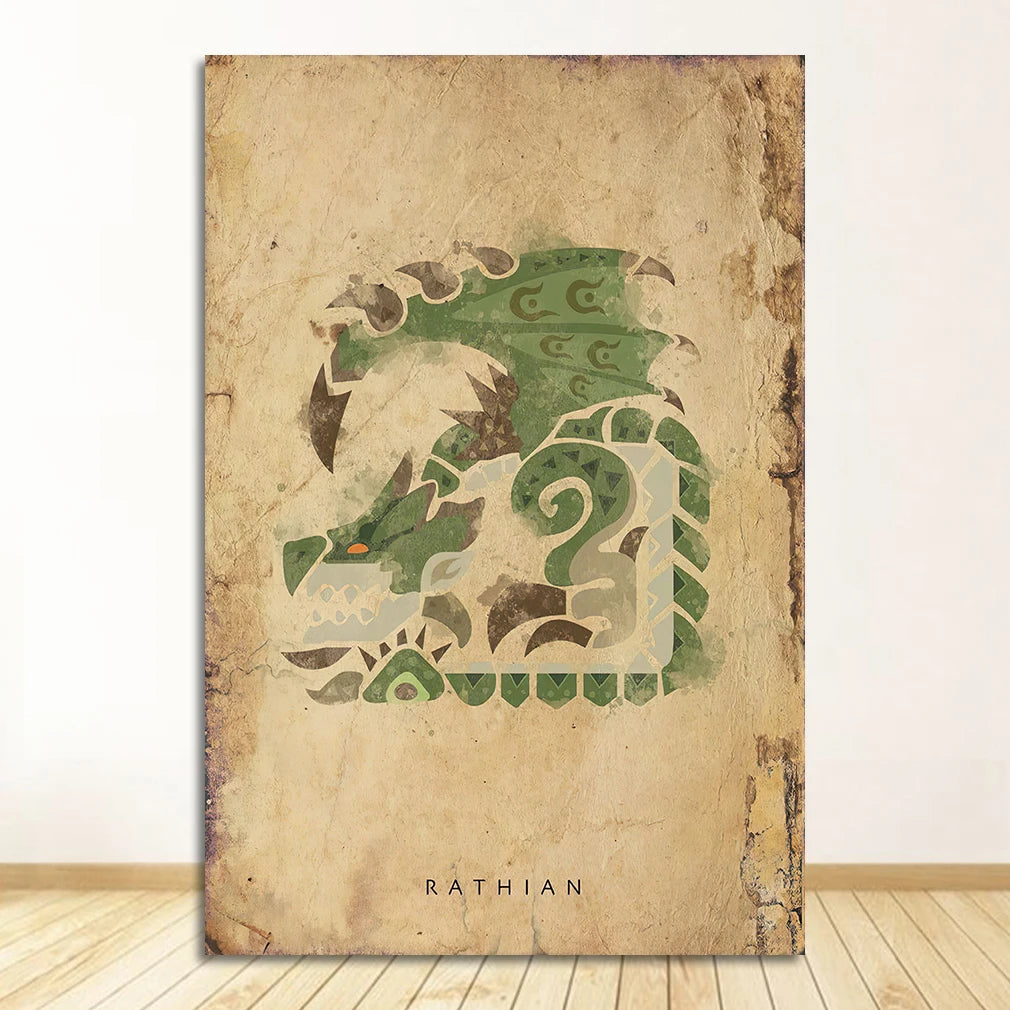 Monster Hunter Japanese Anime Canvas Wall Art Poster | Unframed