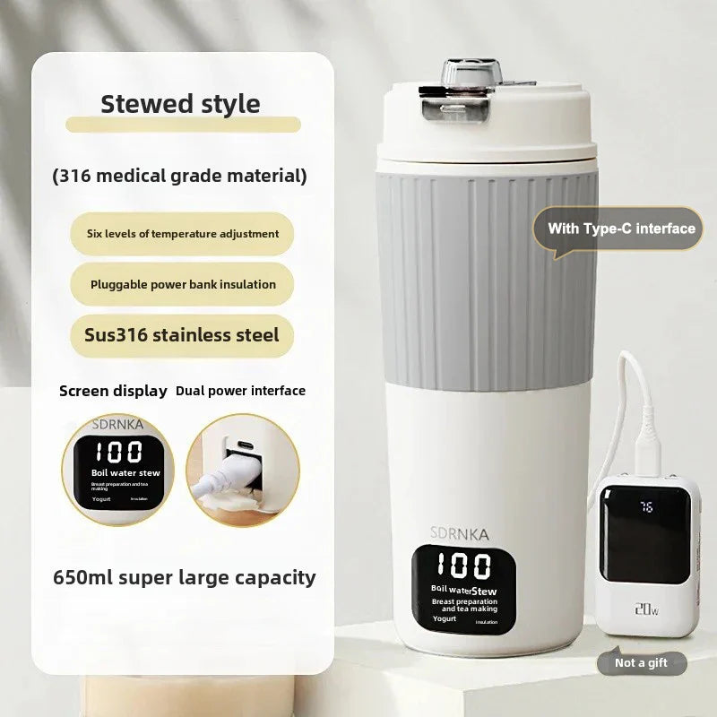 URGGU 650ml Portable Travel Electric Kettle – LED & Temp Control