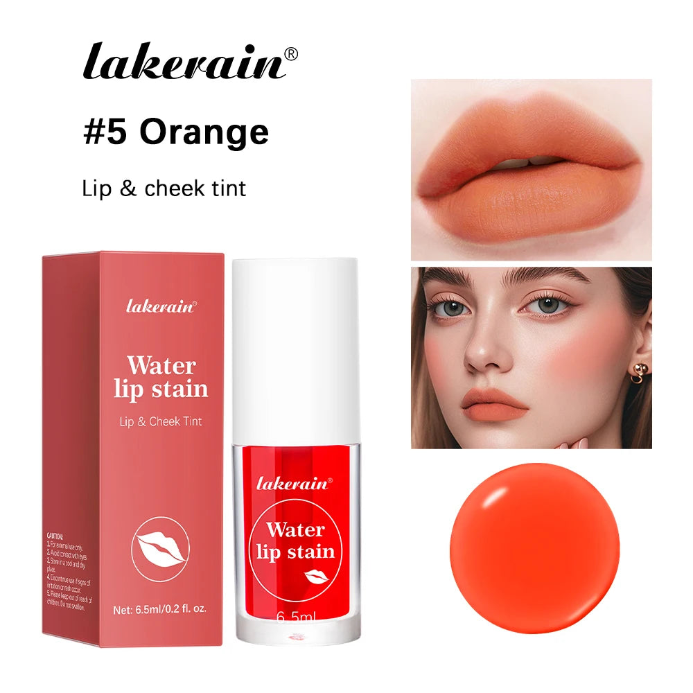 6Colors Water Lip Stain Moisturizing Lip Glaze Long Lasting Lip Ink Face Lip Dual Purpose Waterproof Liquid Cosmetic Makeup Peaceful Pleasures Health and Wellness 5 Orange