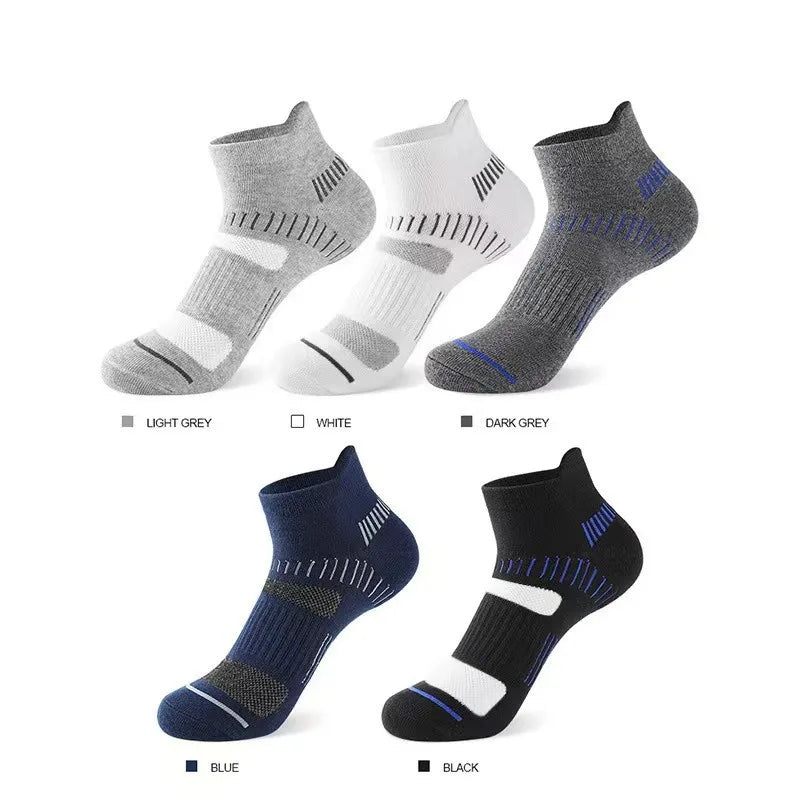 5 Pairs of Men's Sports Socks, Fashionable And Casual Cotton Spring/Summer Style Sweat Absorbing And Breathable Short Socks Peaceful Pleasures Health and Wellness 5 Pairs 5 EU39-43