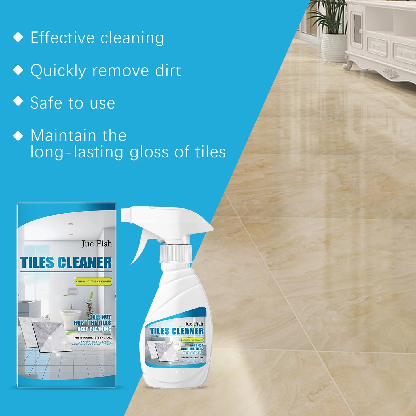 Heavy Duty Marble & Tile Cleaner Spray 100ml – Streak-Free